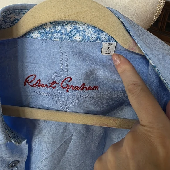 Robert Graham Button Down Shirt Light Blue Long Sleeve Formal Shirt M - Picture 2 of 13